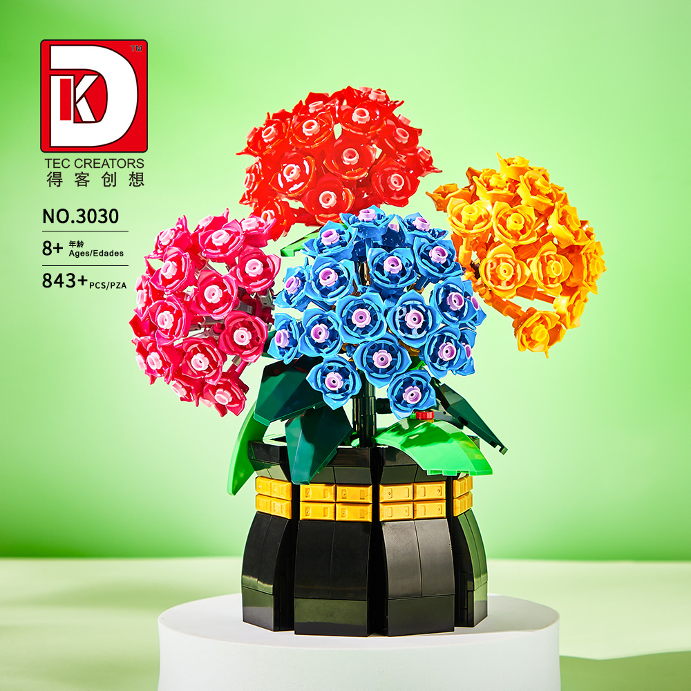 New Plant Parent - Set Blok Bangunan Keranjang Bordir Hydrangea