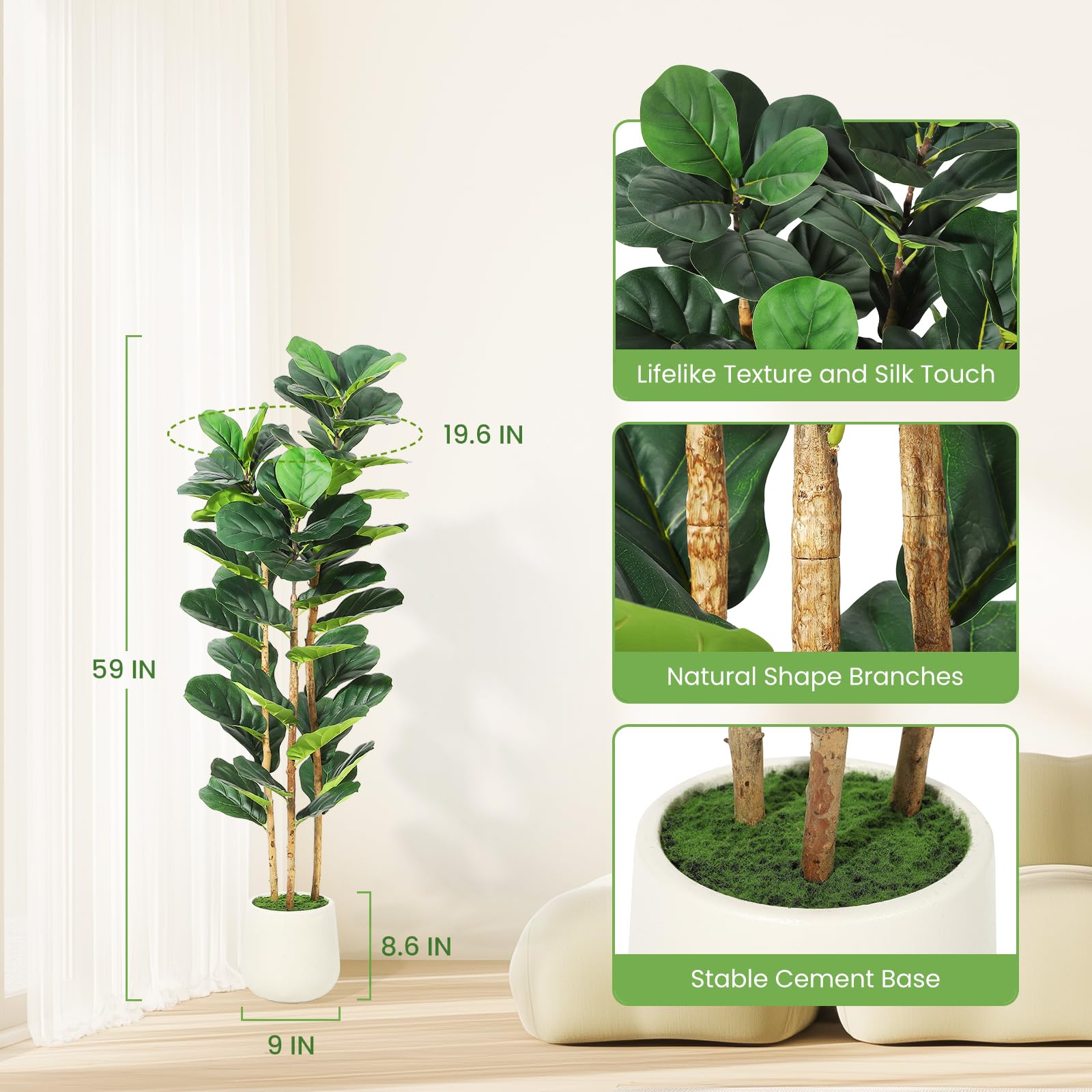 Pohon Fiddle Leaf Fig Buatan d - Rubber Plant Ficus ulasan dan harga